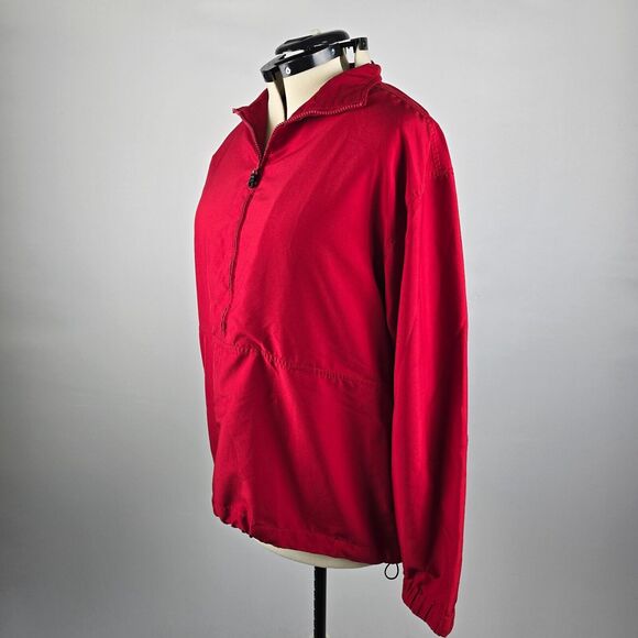 Cutter & Buck Jacket Women's Large Red Solid Half Zip Pullover Waist Draw Cord - Picture 7 of 10